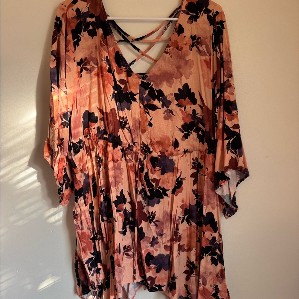 Floral Top with Crisscross Back
